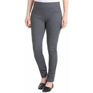 NWT Dalia Women Navy Ponte Glen Check Tummy Control Slim Leg Pull On Pants Large